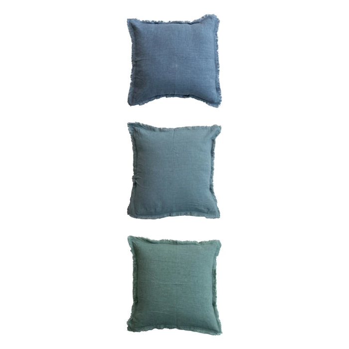 Stonewash Linen Pillow w/Fringe - 20"