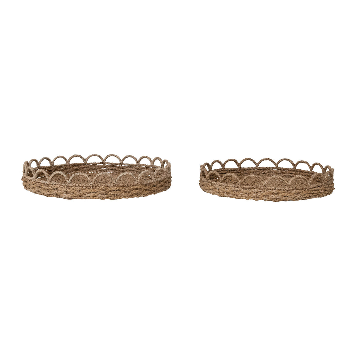 Decorative Woven Seagrass Scalloped Tray - 2 sizes