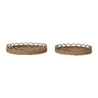 Decorative Woven Seagrass Scalloped Tray - 2 sizes