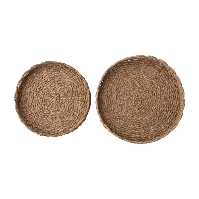 Decorative Woven Seagrass Scalloped Tray - 2 sizes