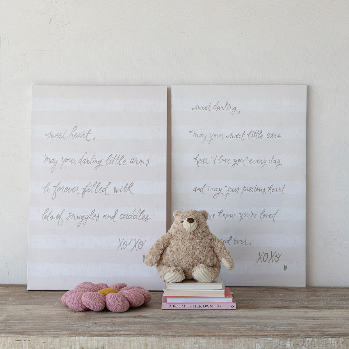 Canvas Striped Wall Decor w/Hand-Written Letter