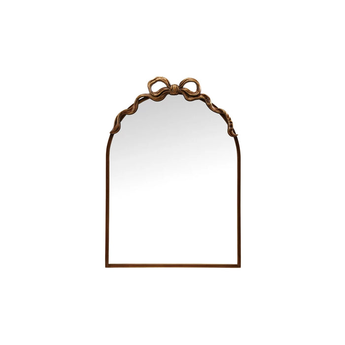 Metal Framed Wall Mirror with Bow, Gold Finish