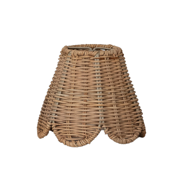 Hand Woven Rattan Clip-On Scalloped Chandelier/Sconce Lampshade