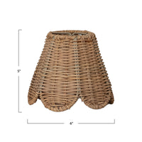 Hand Woven Rattan Clip-On Scalloped Chandelier/Sconce Lampshade