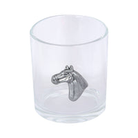 Horse Head Pewter Rocks Glass