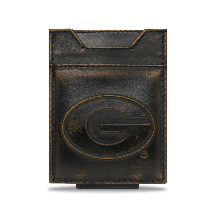 Georgia Bulldogs Burnished Leather Magnetic Front Pocket Wallet