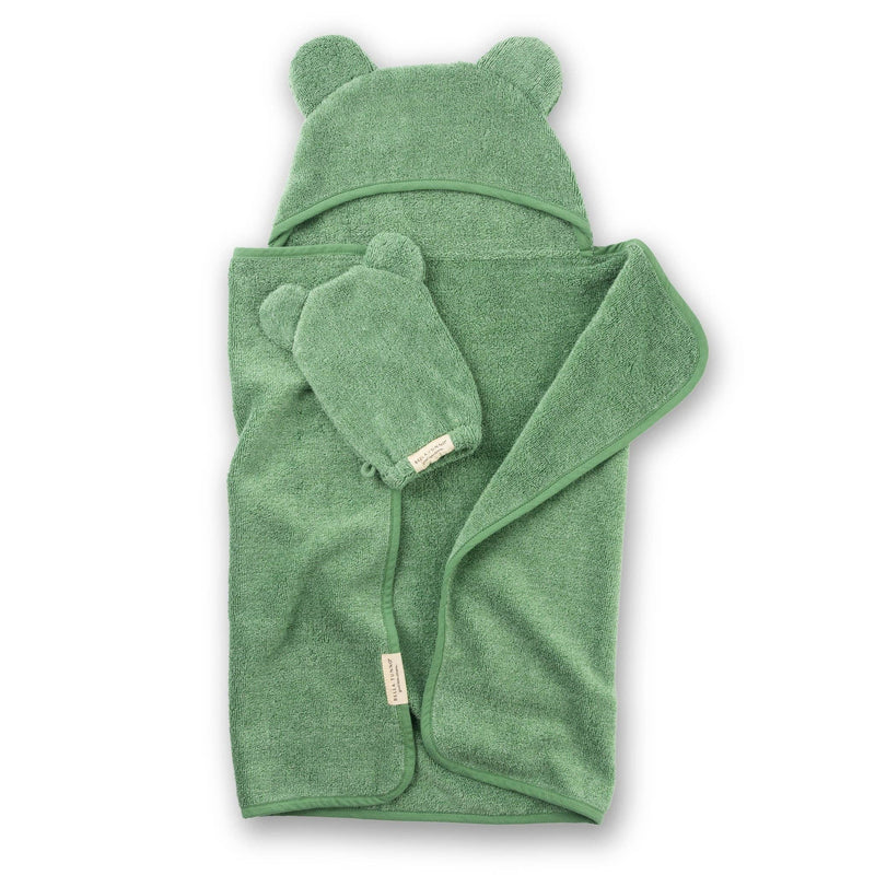 Hooded Towel + Wash Mitt Set Sea Foam