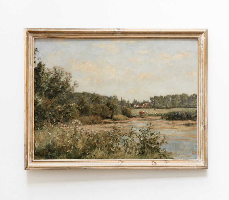 Vintage Classic Landscape View | Muted Stream Art Print