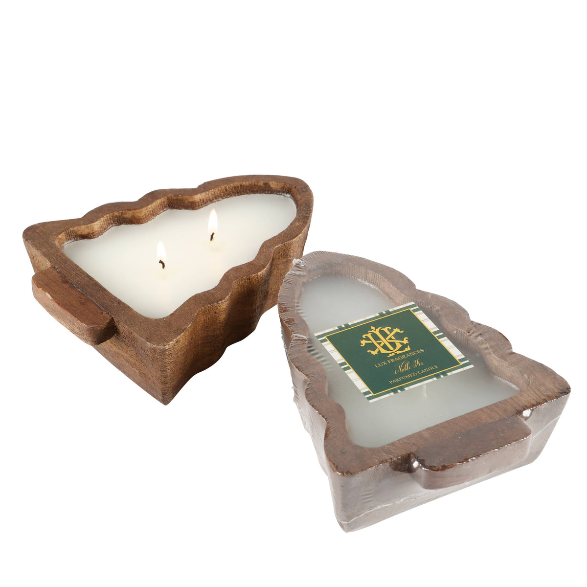 Noble Fir - 2 Wick Tree Wood Bowl Candle