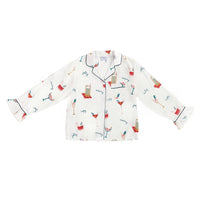 Pajama Set - Ruffle With Velvet Tie - Holiday Drinks