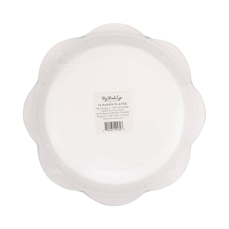 Blue Gingham Paper Plate