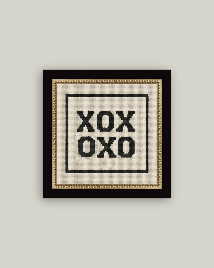 Cross Stitch XOXO Framed Antique Print