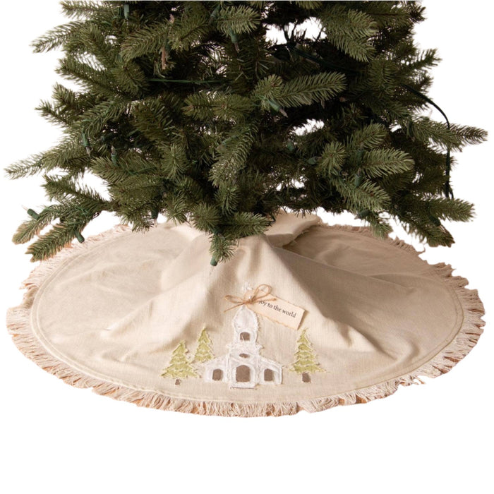 Tree Skirt -Church Rustic Applique With Fabric Tag