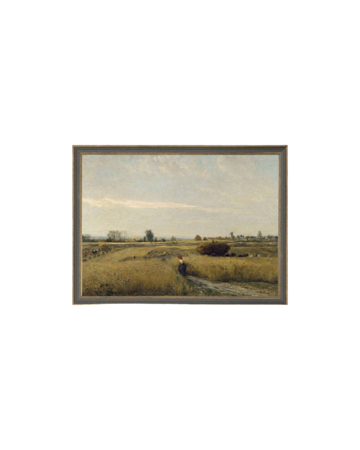 Harvest Landscape Framed Antique Art