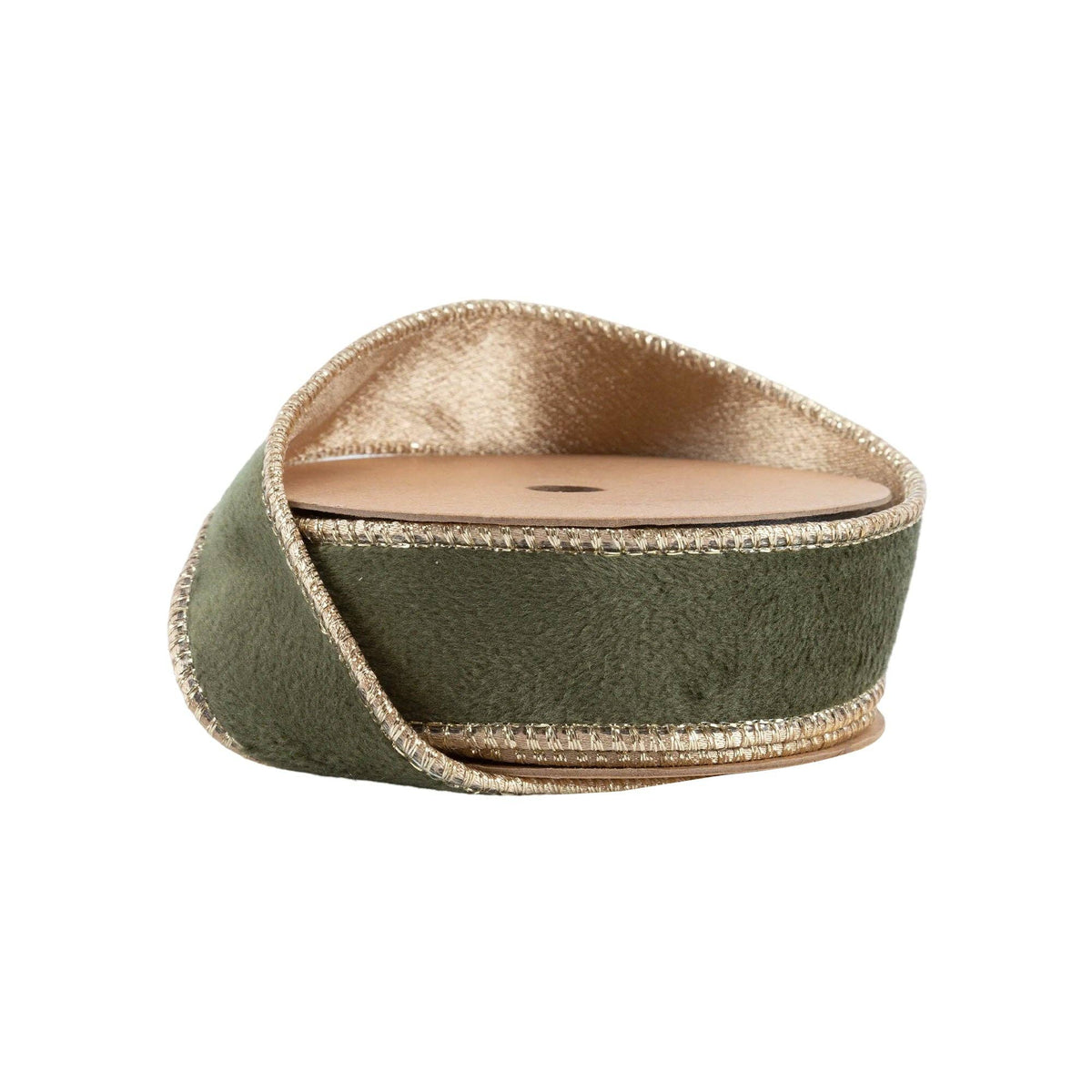 1" Reversible Classic Velvet Wired Ribbon | Moss/Gold | 10 Yds