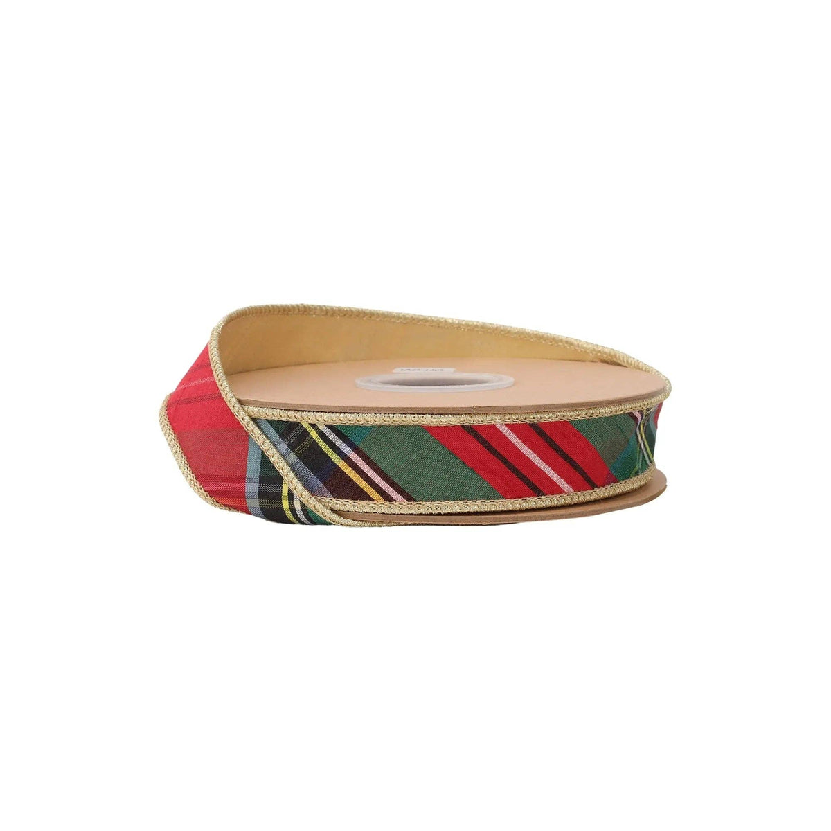 1" Wired Ribbon | Bold Christmas Plaid w/ Metallic Gold Backing | 10 Yds