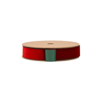 1" Reversible Velvet Ribbon | Red/Green | 10 Yds