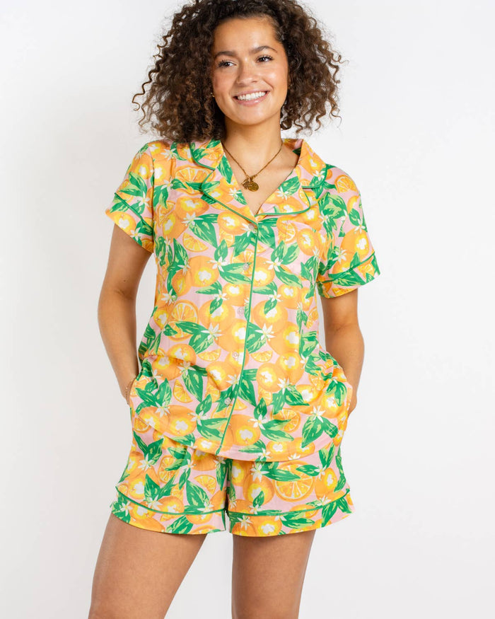 Orange Grove Shirt/Shorts Pajama Set