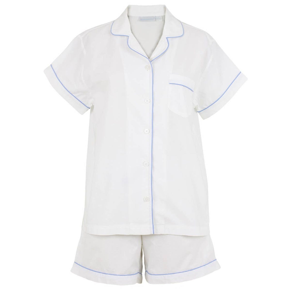 Logan Periwinkle Cotton Poplin Short Sleeve Shorty Pajamas
