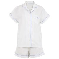 Logan Periwinkle Cotton Poplin Short Sleeve Shorty Pajamas