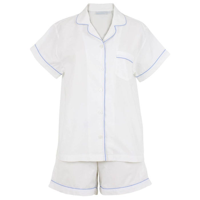 Logan Periwinkle Cotton Poplin Short Sleeve Shorty Pajamas
