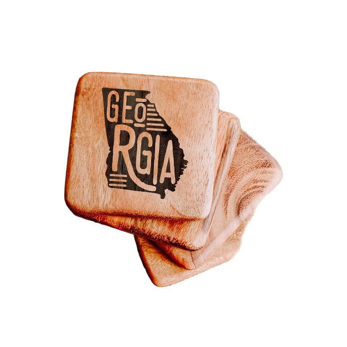 Georgia Walnut Wood Coasters Set