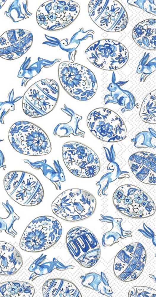 Paper Guest Towels - Blue And White Eggs