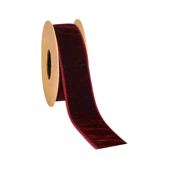 2 1/2" Wired Premium Velvet Ribbon w/ Tissue Back | Burgundy | 10 Yds