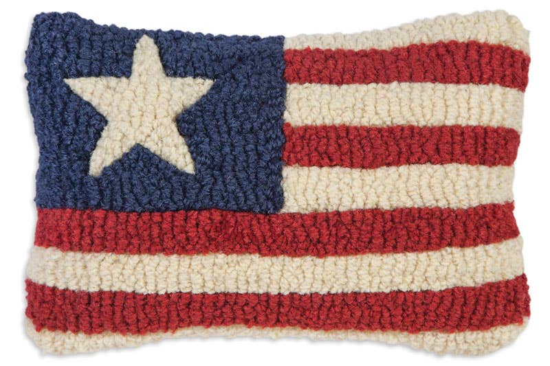Star And Stripes Hand Hooked Pillow - 8 x 12