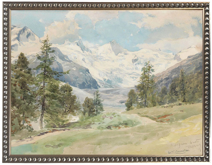 Vintage Watercolor Mountain Scene- 20x16