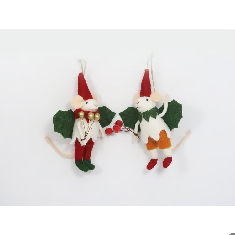 Christmas Felt Mouse Ornament, Asst. 6"