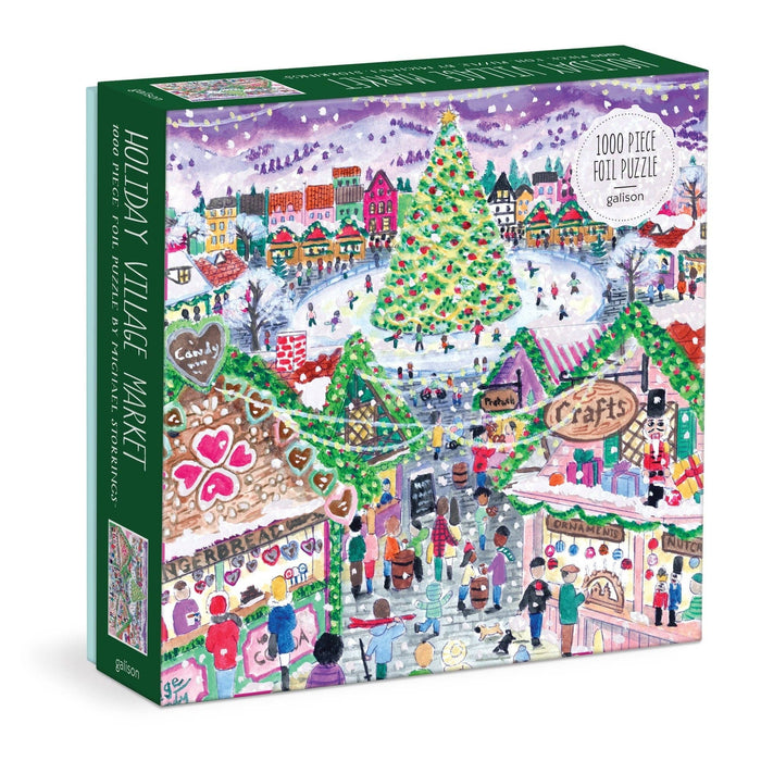 Michael Storrings Holiday Village Market 1000pc Foil Puzzle in Square Box