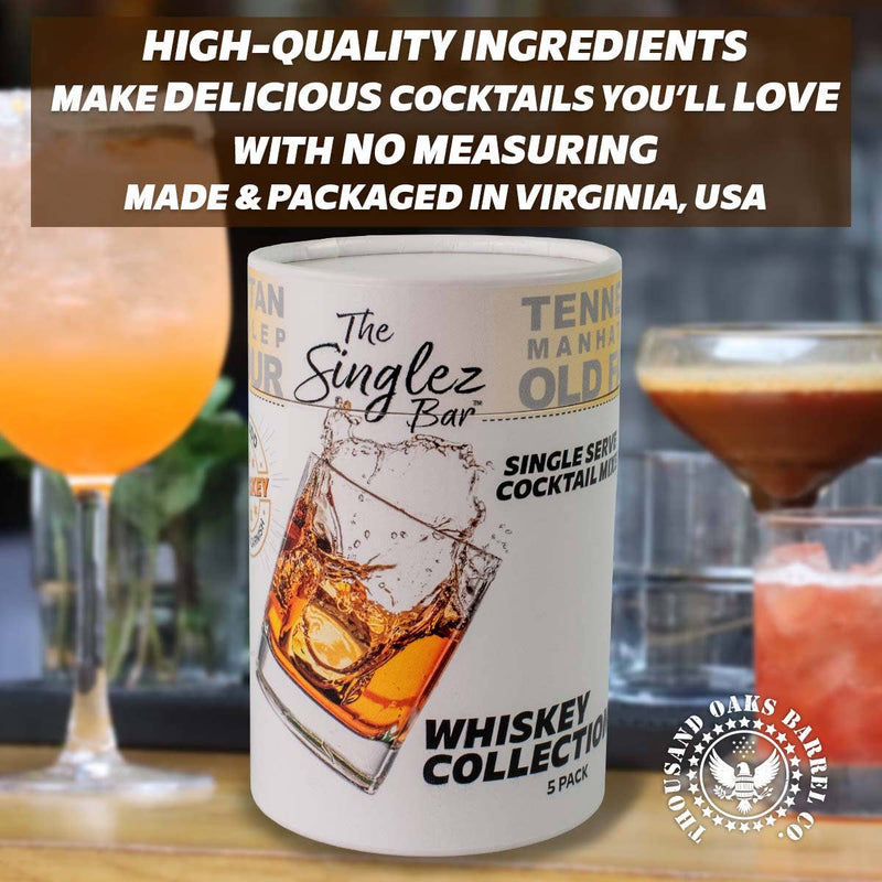 Singlez Bar Whiskey Collection- 5-Pack Single Serve Mixers