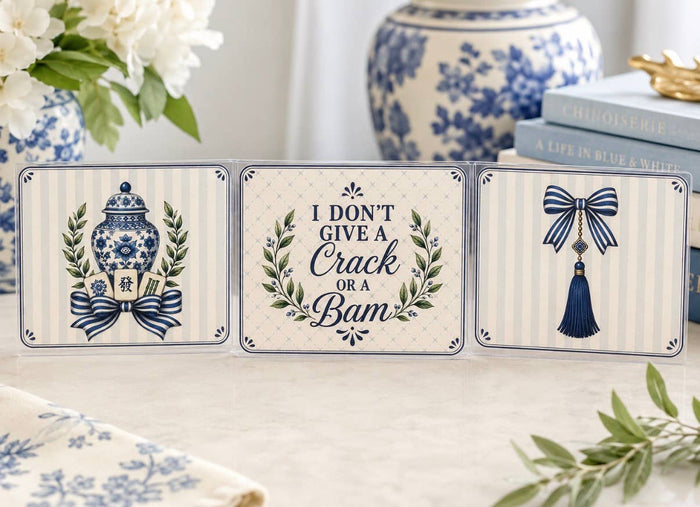 Mahjong Card Sleeve - I Don’t Give A Crack or a Bam Chinoiserie