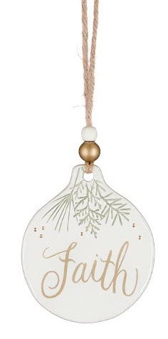 Green Sprigs Ornament - Love/Hope/Faith