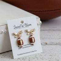 Hadley Football & Gold Bows Earrings