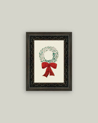 Christmas Wreath Framed Antique Art - 5x7