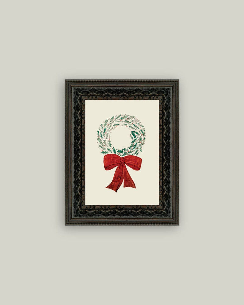 Christmas Wreath Framed Antique Art - 5x7