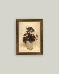 Maroon Flowers Framed Antique Art