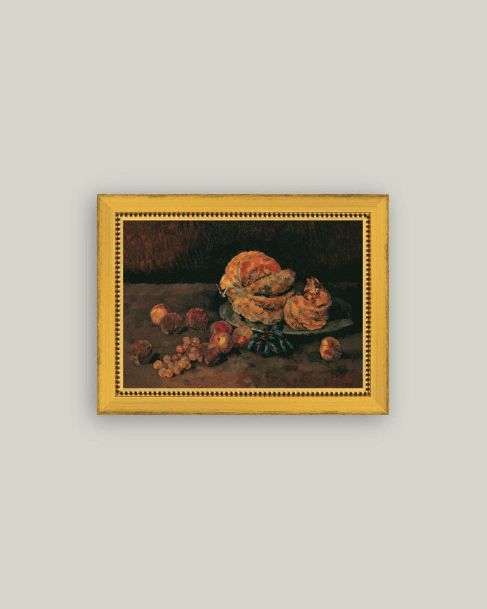 Still Life of Pumpkin, Grapes, and Peaches 6x4