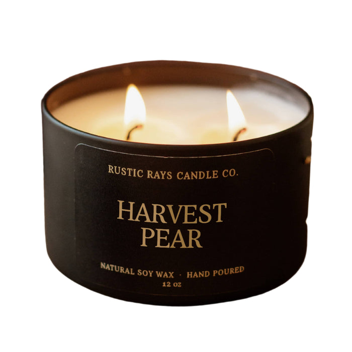 Harvest Pear Fall Soy Candle - 12 oz Double Wick - Black