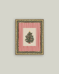 Peppermint Stripe Tree Framed Antique Art