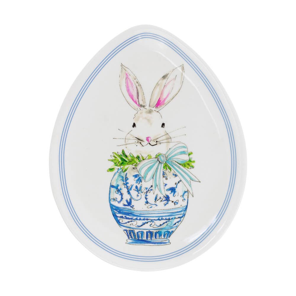 Boxwood Bunny Ceramic Egg Plate - 8"