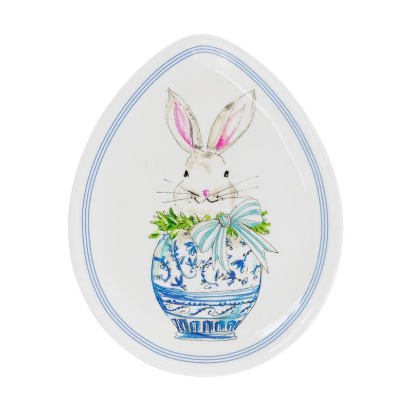 Boxwood Bunny Ceramic Egg Plate - 8"