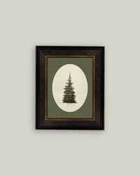 Oval Matte Tree Framed Antique Art -7x9
