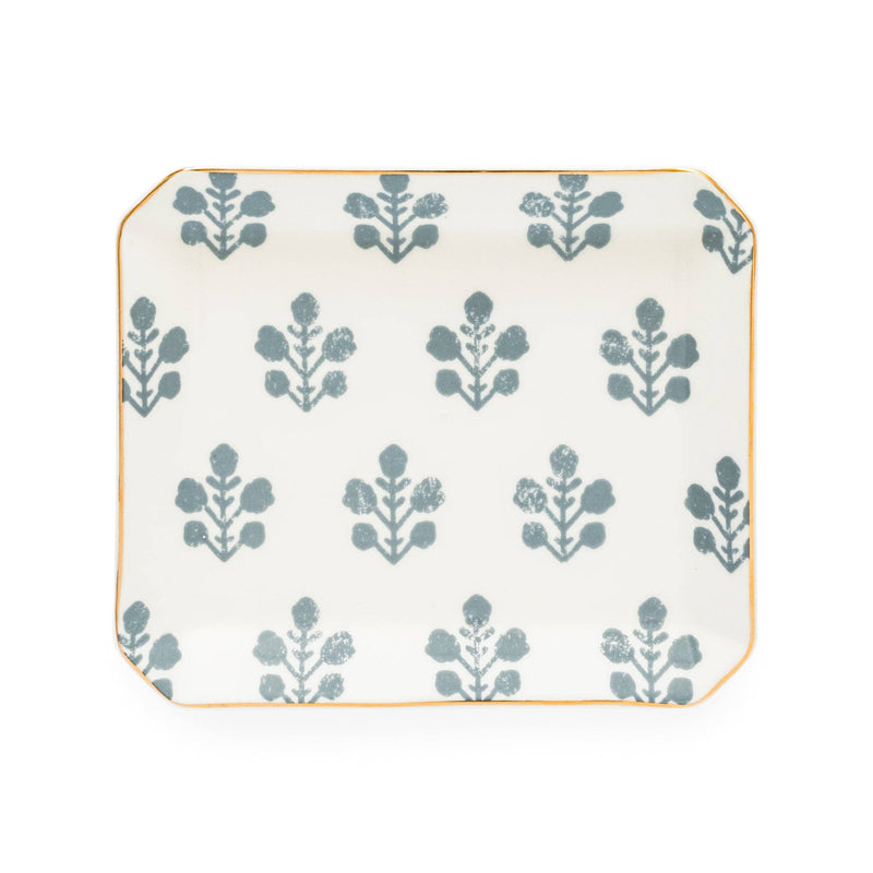 Medium Trinket Tray, Dusty Blue Floral