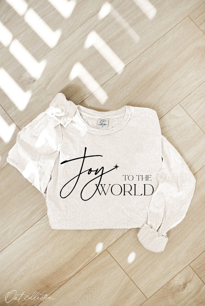 JOY TO THE WORLD Mineral Washed Long Sleeve Graphic