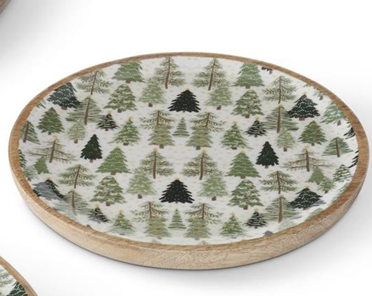 Wood Tray w/Christmas Trees