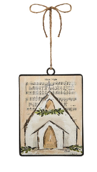Music Sheet Church Rectangle Ornament - 6"
