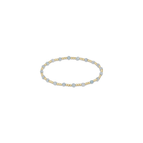 gemstone gold sincerity pattern 3mm bead bracelet - aquamarine